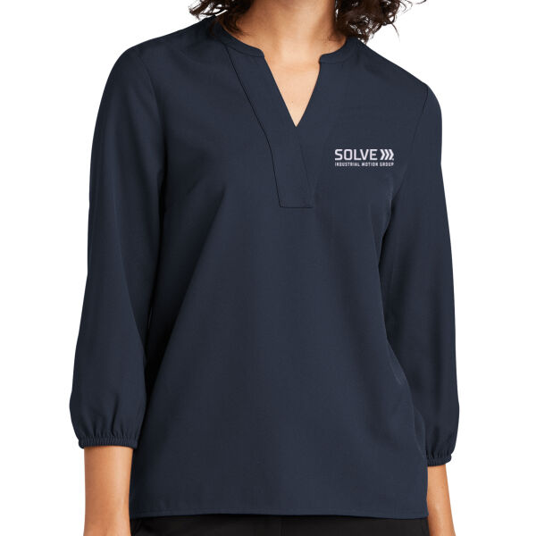 Solve - Women's Stretch Crepe 3/4 Sleeve Blouse Thumbnail